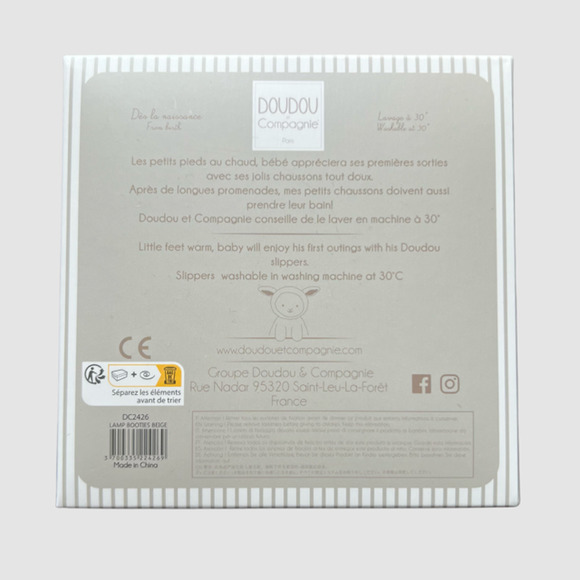 Doudou et Compangnie Fluffy Lamb Baby Booties White & Beige, NIB - Size Newborn - Picture 5 of 6